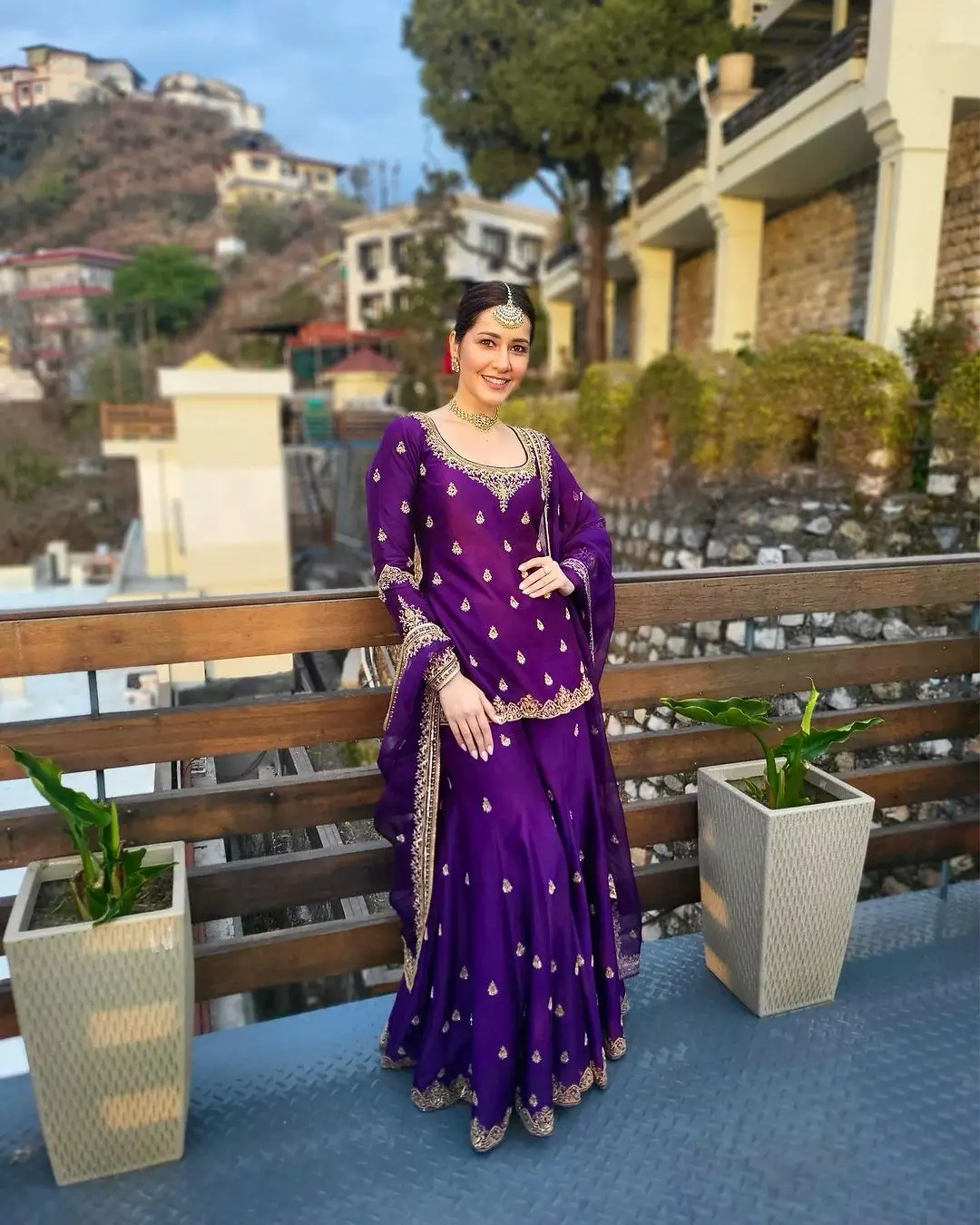 Telugu Girl Raashi Khanna In Beautiful Violet punjabi dress